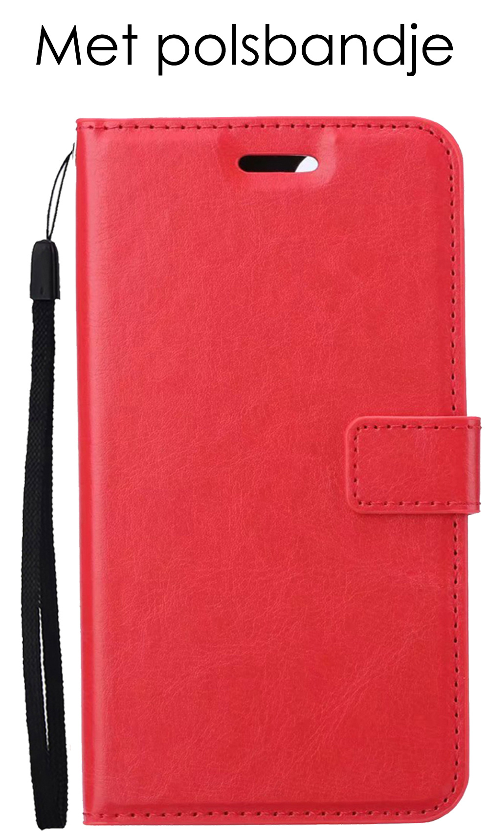 NoXx Hoes Geschikt voor iPhone 14 Plus Hoesje Book Case Hoes Flip Cover Wallet Bookcase Met Screenprotector - Rood