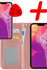 BASEY. Hoes Geschikt voor iPhone 14 Plus Hoesje Bookcase Hoes Flip Case Book Cover Met 2x Screenprotector - Hoesje Geschikt voor iPhone 14 Plus Hoes Book Case Hoesje - Rosé goud