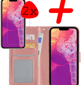 BASEY. BASEY. iPhone 14 Plus Hoesje Bookcase Met 2x Screenprotector - Rose Goud