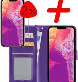 BASEY. BASEY. iPhone 14 Plus Hoesje Bookcase Met 2x Screenprotector - Paars