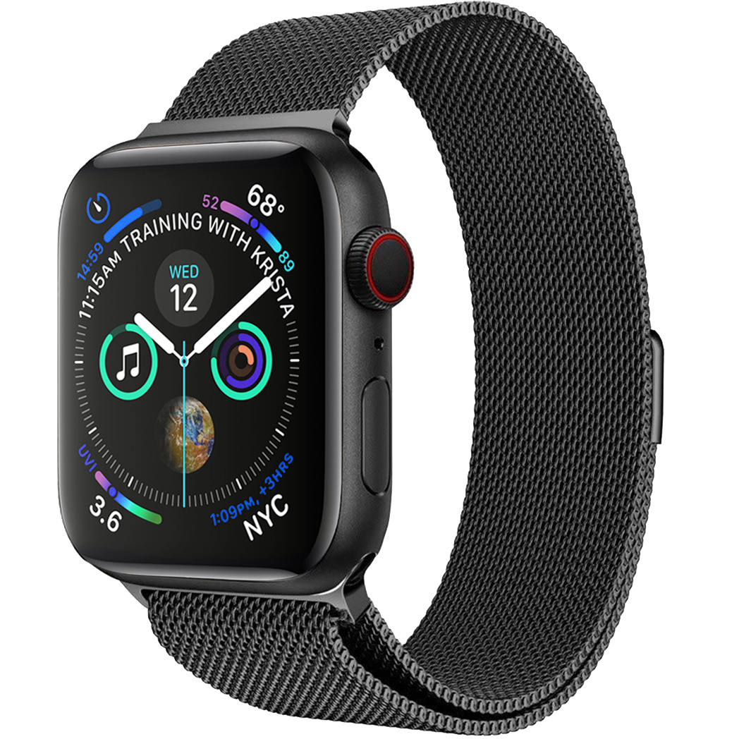 NoXx Horlogeband Milanees Geschikt voor Apple Watch SE 44 mm Bandje - Bandje Geschikt voor Apple Watch SE 44 mm Band Milanees - Zwart