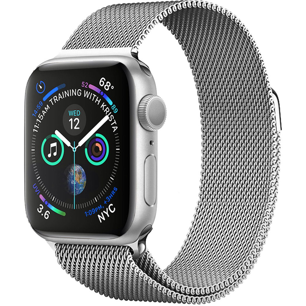 NoXx Horlogeband Milanees Geschikt voor Apple Watch SE 44 mm Bandje - Bandje Geschikt voor Apple Watch SE 44 mm Band Milanees - Zilver