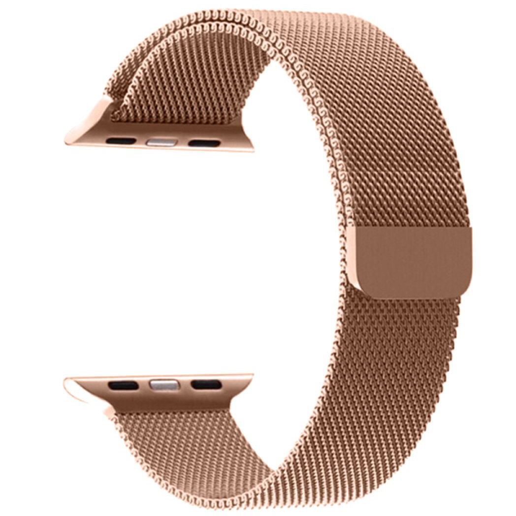 NoXx Horlogeband Milanees Geschikt voor Apple Watch SE 44 mm Bandje - Bandje Geschikt voor Apple Watch SE 44 mm Band Milanees - Rose Goud