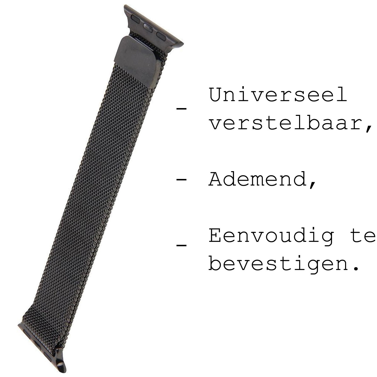 BASEY. Milanees Bandje Geschikt voor Apple Watch SE 40 mm Milanees Bandje - Band Geschikt voor Apple Watch SE 40 mm Met Magneetsluiting - Zwart & Goud