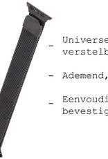 BASEY. Milanees Bandje Geschikt voor Apple Watch SE 44 mm Milanees Bandje - Band Geschikt voor Apple Watch SE 44 mm Met Magneetsluiting - Zwart & Goud