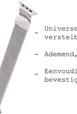 BASEY. Milanees Bandje Geschikt voor Apple Watch SE 44 mm Milanees Bandje - Band Geschikt voor Apple Watch SE 44 mm Met Magneetsluiting - Zilver & Rose Goud