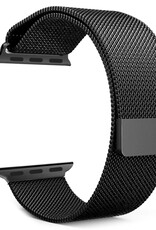 NoXx Horlogeband Milanees Geschikt voor Apple Watch SE 44 mm Bandje - Bandje Geschikt voor Apple Watch SE 44 mm Band Milanees - Zwart & Rose Goud