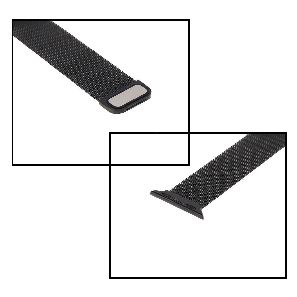 NoXx Horlogeband Milanees Geschikt voor Apple Watch SE 44 mm Bandje - Bandje Geschikt voor Apple Watch SE 44 mm Band Milanees - Zwart & Rose Goud