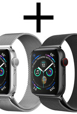 NoXx Horlogeband Milanees Geschikt voor Apple Watch SE 44 mm Bandje - Bandje Geschikt voor Apple Watch SE 44 mm Band Milanees - Zwart & Zilver