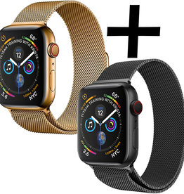 Nomfy Nomfy Apple Watch SE Bandje Milanees (44 mm) - Zwart & Goud