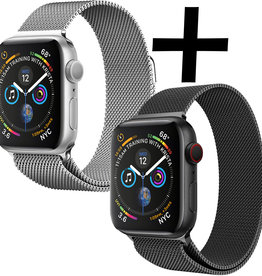 Nomfy Nomfy Apple Watch SE Bandje Milanees (44 mm) - Zwart & Zilver