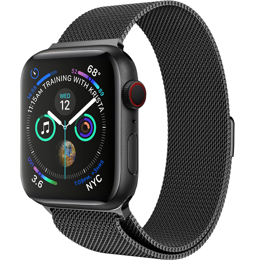 NoXx Horlogeband Milanees Geschikt voor Apple Watch 8 45 mm Bandje - Bandje Geschikt voor Apple Watch 8 45 mm Band Milanees - Zwart
