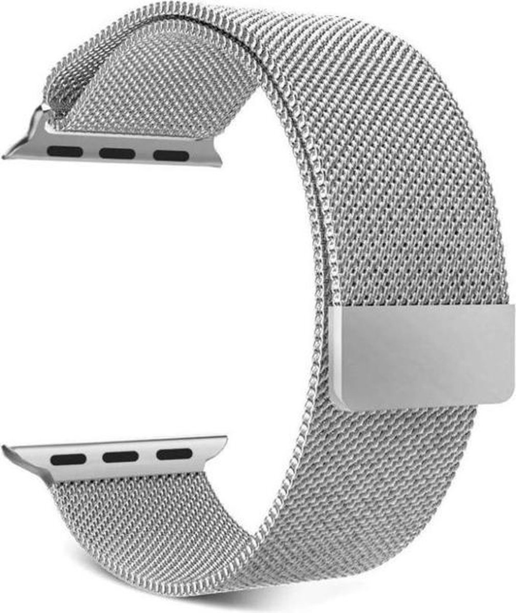 NoXx Horlogeband Milanees Geschikt voor Apple Watch 8 45 mm Bandje - Bandje Geschikt voor Apple Watch 8 45 mm Band Milanees - Zilver