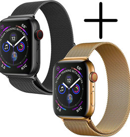 BASEY. BASEY. Apple Watch 8 Bandje Milanees (45 mm) - Zwart & Goud