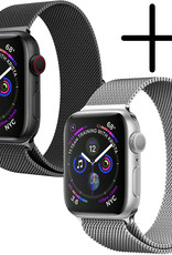 BASEY. Geschikt Voor Apple Watch 8 Bandje Milanees (45 mm) - Horloge Band Geschikt Voor Apple Watch 8 Bandje Met Magneetsluiting - Zwart En Zilver