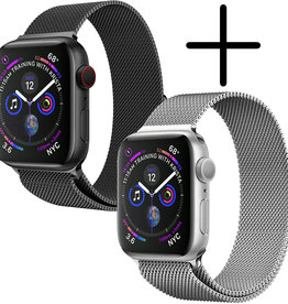 BASEY. BASEY. Apple Watch 8 Bandje Milanees (45 mm) - Zwart & Zilver