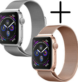 BASEY. BASEY. Apple Watch 8 Bandje Milanees (45 mm) - Zilver & Rose Goud