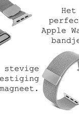 BASEY. Geschikt Voor Apple Watch 8 Bandje Milanees (45 mm) - Horloge Band Geschikt Voor Apple Watch 8 Bandje Met Magneetsluiting - Zilver En Rose Goud