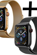 Nomfy Geschikt Voor Apple Watch 8 Bandje Zilver Milanees Horloge Band Voor Apple Watch 8 Band (45) mm - Zwart x Goud