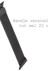 BASEY. Milanees Bandje Geschikt voor Apple Watch 8 45 mm Milanees Bandje - Band Geschikt voor Apple Watch 8 45 mm Met Magneetsluiting - Zwart & Goud