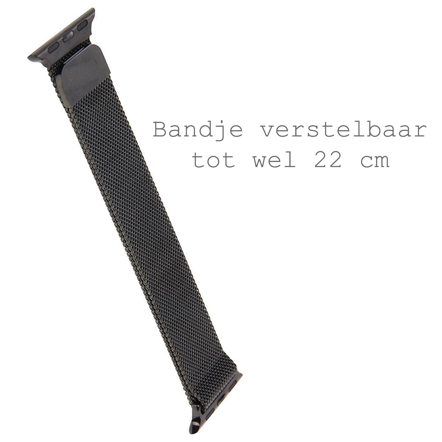 BASEY. Milanees Bandje Geschikt voor Apple Watch 8 41 mm Milanees Bandje - Band Geschikt voor Apple Watch 8 41 mm Met Magneetsluiting - Zwart & Goud
