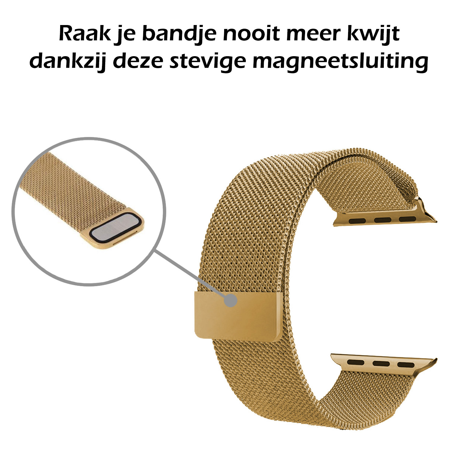Nomfy Milanees Horlogebandje Geschikt voor SE 44 mm Band Milanees - Bandje Geschikt voor SE 44 mm Bandje Milanees - Goud