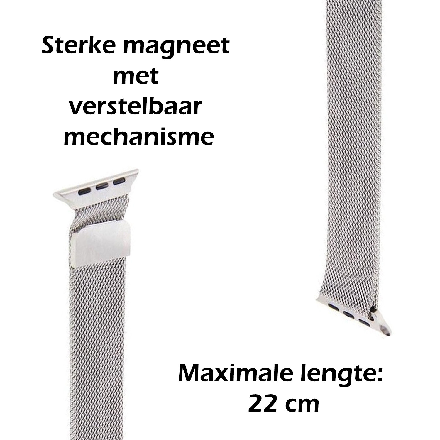 Nomfy Milanees Horlogebandje Geschikt voor 8 45 mm Band Milanees - Bandje Geschikt voor 8 45 mm Bandje Milanees - Zilver