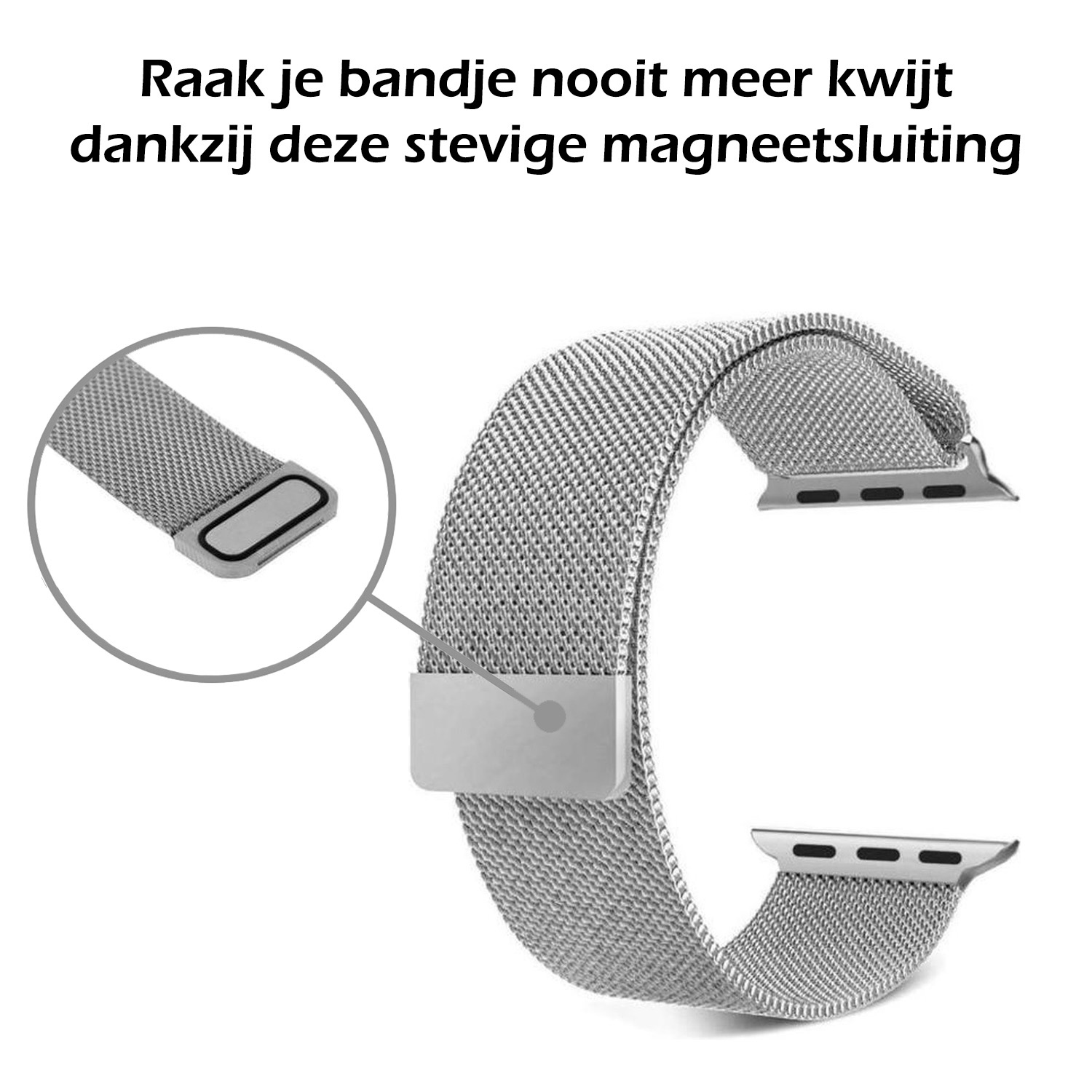 Nomfy Milanees Horlogebandje Geschikt voor 8 45 mm Band Milanees - Bandje Geschikt voor 8 45 mm Bandje Milanees - Zilver