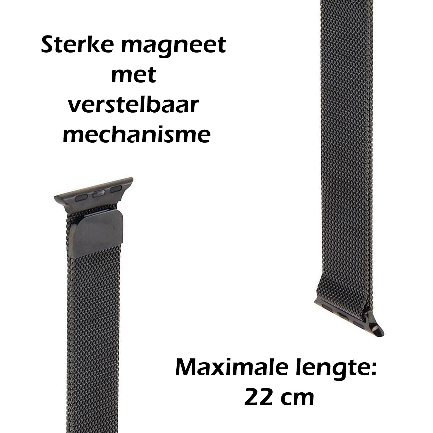 Nomfy Milanees Horlogebandje Geschikt voor SE 40 mm Band Milanees - Bandje Geschikt voor SE 40 mm Bandje Milanees - Zwart & Goud