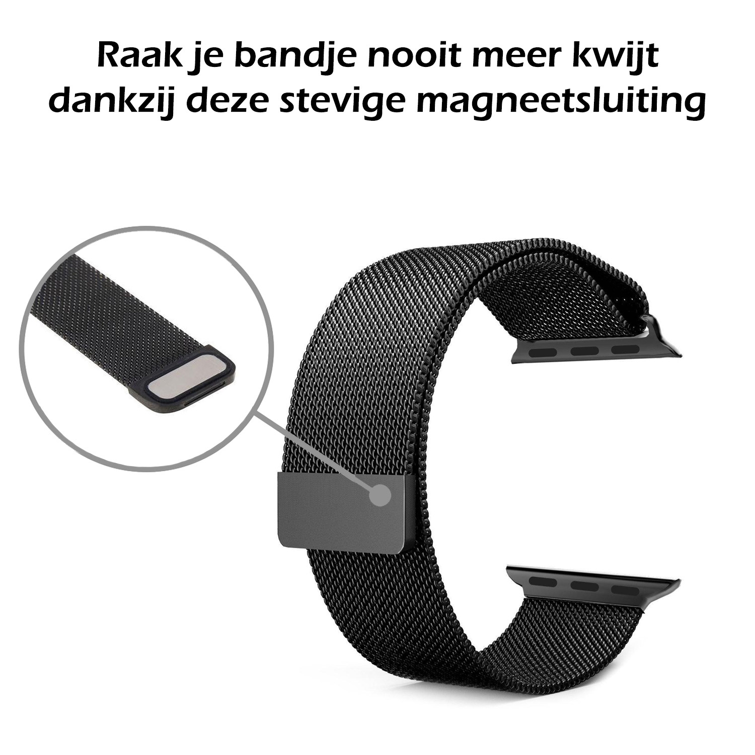 Nomfy Milanees Horlogebandje Geschikt voor SE 40 mm Band Milanees - Bandje Geschikt voor SE 40 mm Bandje Milanees - Zwart & Goud