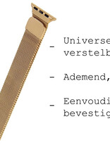 BASEY. Milanees Bandje Geschikt voor Apple Watch SE 44 mm Milanees Bandje - Band Geschikt voor Apple Watch SE 44 mm Met Magneetsluiting - Zwart & Goud