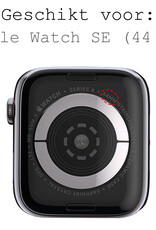 BASEY. Milanees Bandje Geschikt voor Apple Watch SE 44 mm Milanees Bandje - Band Geschikt voor Apple Watch SE 44 mm Met Magneetsluiting - Zwart & Zilver