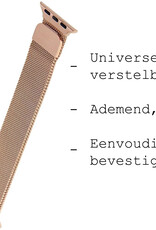BASEY. Milanees Bandje Geschikt voor Apple Watch SE 44 mm Milanees Bandje - Band Geschikt voor Apple Watch SE 44 mm Met Magneetsluiting - Zilver & Rose Goud
