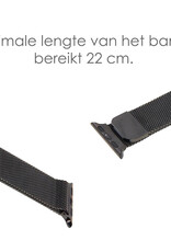 NoXx Horlogeband Milanees Geschikt voor Apple Watch SE 44 mm Bandje - Bandje Geschikt voor Apple Watch SE 44 mm Band Milanees - Zwart & Goud