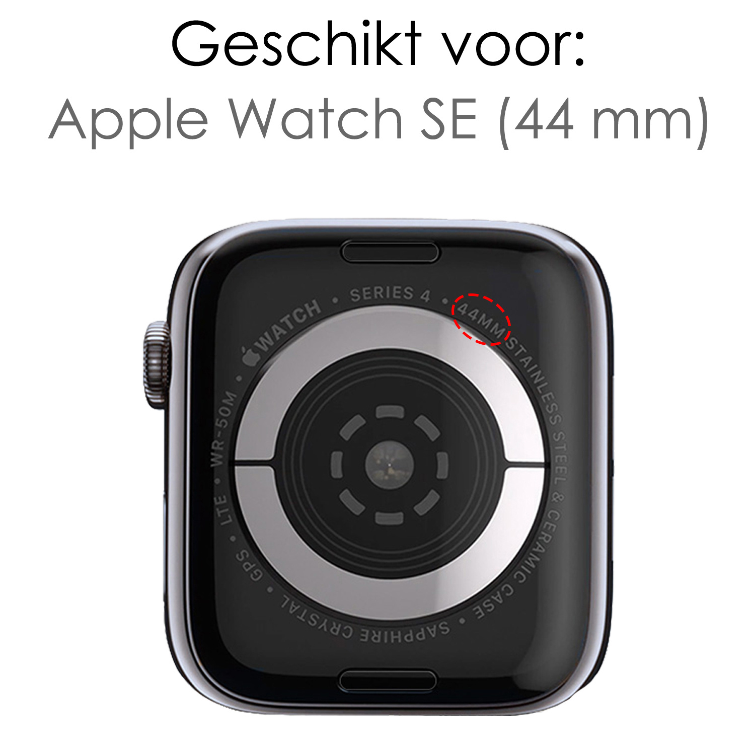 NoXx Horlogeband Milanees Geschikt voor Apple Watch SE 44 mm Bandje - Bandje Geschikt voor Apple Watch SE 44 mm Band Milanees - Zwart & Rose Goud