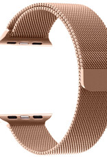 NoXx Horlogeband Milanees Geschikt voor Apple Watch SE 44 mm Bandje - Bandje Geschikt voor Apple Watch SE 44 mm Band Milanees - Zwart & Rose Goud