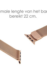 NoXx Horlogeband Milanees Geschikt voor Apple Watch SE 44 mm Bandje - Bandje Geschikt voor Apple Watch SE 44 mm Band Milanees - Zwart & Rose Goud