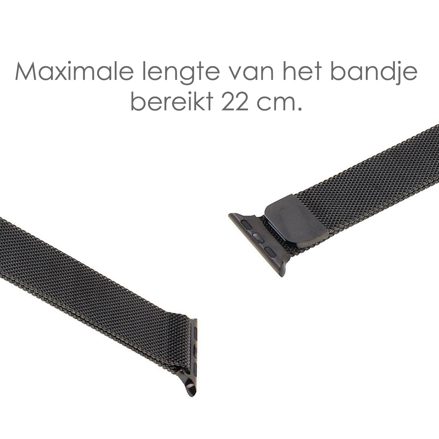 NoXx Horlogeband Milanees Geschikt voor Apple Watch SE 44 mm Bandje - Bandje Geschikt voor Apple Watch SE 44 mm Band Milanees - Zwart & Rose Goud