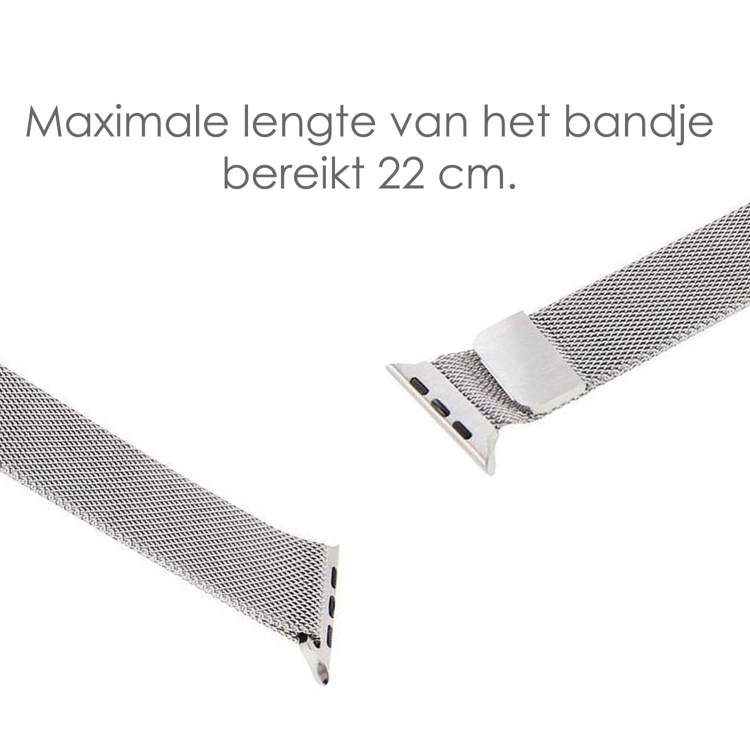 NoXx Horlogeband Milanees Geschikt voor Apple Watch SE 44 mm Bandje - Bandje Geschikt voor Apple Watch SE 44 mm Band Milanees - Zwart & Zilver