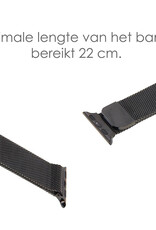 NoXx Horlogeband Milanees Geschikt voor Apple Watch SE 44 mm Bandje - Bandje Geschikt voor Apple Watch SE 44 mm Band Milanees - Zwart & Zilver