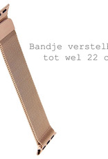 BASEY. Milanees Bandje Geschikt voor Apple Watch 8 41 mm Milanees Bandje - Band Geschikt voor Apple Watch 8 41 mm Met Magneetsluiting - Zilver & Rose Goud