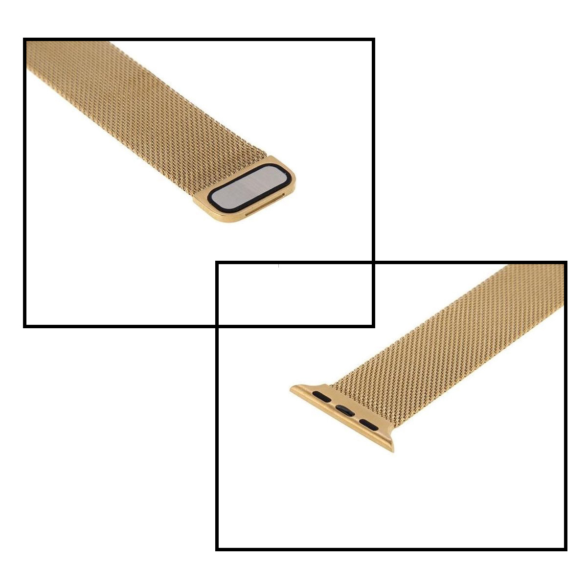 NoXx Horlogeband Milanees Geschikt voor Apple Watch 8 41 mm Bandje - Bandje Geschikt voor Apple Watch 8 41 mm Band Milanees - Zwart & Goud