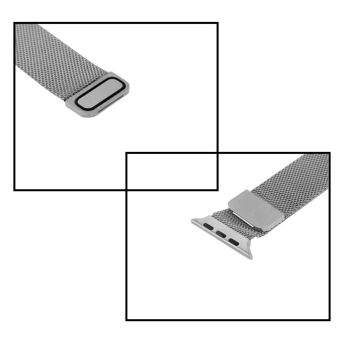 NoXx Horlogeband Milanees Geschikt voor Apple Watch 8 41 mm Bandje - Bandje Geschikt voor Apple Watch 8 41 mm Band Milanees - Zwart & Zilver