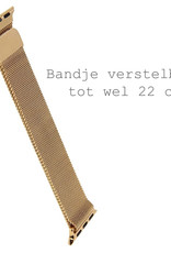 BASEY. Milanees Bandje Geschikt voor Apple Watch 8 45 mm Milanees Bandje - Band Geschikt voor Apple Watch 8 45 mm Met Magneetsluiting - Zwart & Goud