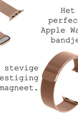 BASEY. Milanees Bandje Geschikt voor Apple Watch 8 45 mm Milanees Bandje - Band Geschikt voor Apple Watch 8 45 mm Met Magneetsluiting - Zilver & Rose Goud