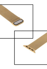 NoXx Horlogeband Milanees Geschikt voor Apple Watch 8 45 mm Bandje - Bandje Geschikt voor Apple Watch 8 45 mm Band Milanees - Zwart & Goud