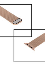NoXx Horlogeband Milanees Geschikt voor Apple Watch 8 45 mm Bandje - Bandje Geschikt voor Apple Watch 8 45 mm Band Milanees - Zilver & Rose Goud