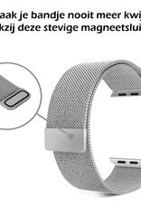 Nomfy Geschikt Voor Apple Watch 8 Bandje Zilver Milanees Horloge Band Voor Apple Watch 8 Band (45) mm - Zwart x Zilver