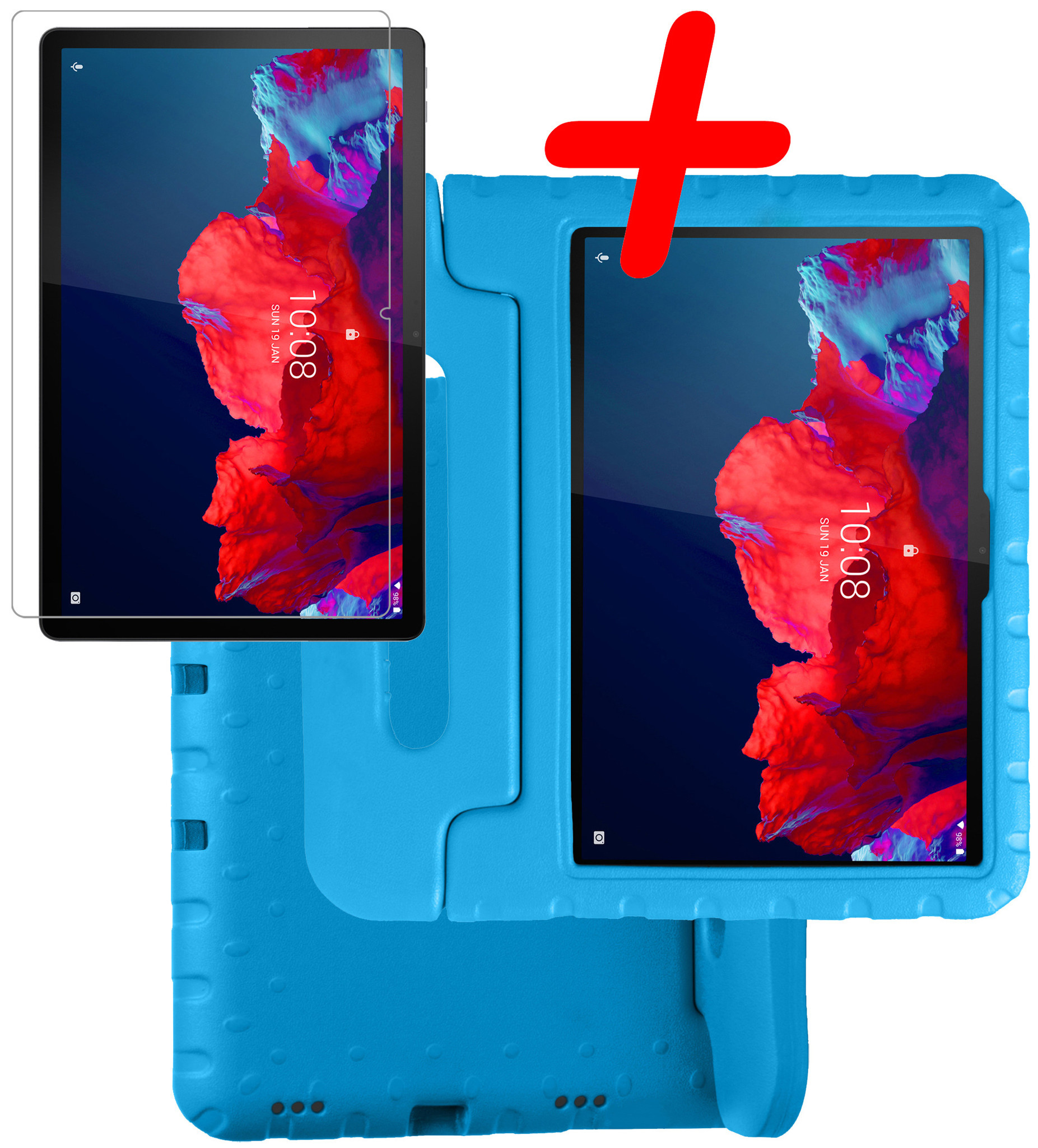BASEY. Hoesje Geschikt voor Lenovo Tab P11 Plus Hoesje Kinder Hoes Shockproof Kinderhoes Met Screenprotector - Kindvriendelijk Hoesje Geschikt voor Lenovo Tab P11 Plus Hoes Kids Case - Blauw