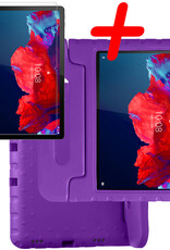 BASEY. Hoesje Geschikt voor Lenovo Tab P11 Plus Hoesje Kinder Hoes Shockproof Kinderhoes Met Screenprotector - Kindvriendelijk Hoesje Geschikt voor Lenovo Tab P11 Plus Hoes Kids Case - Paars